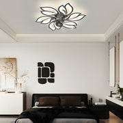 Modern Flower Design Flush Mount Ceiling Fan with 3-Step Dimming Light