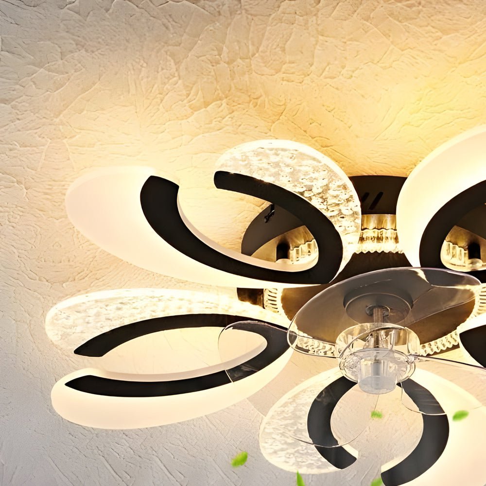 Modern Floral Ceiling Fan Light with Smart Dimming & Remote