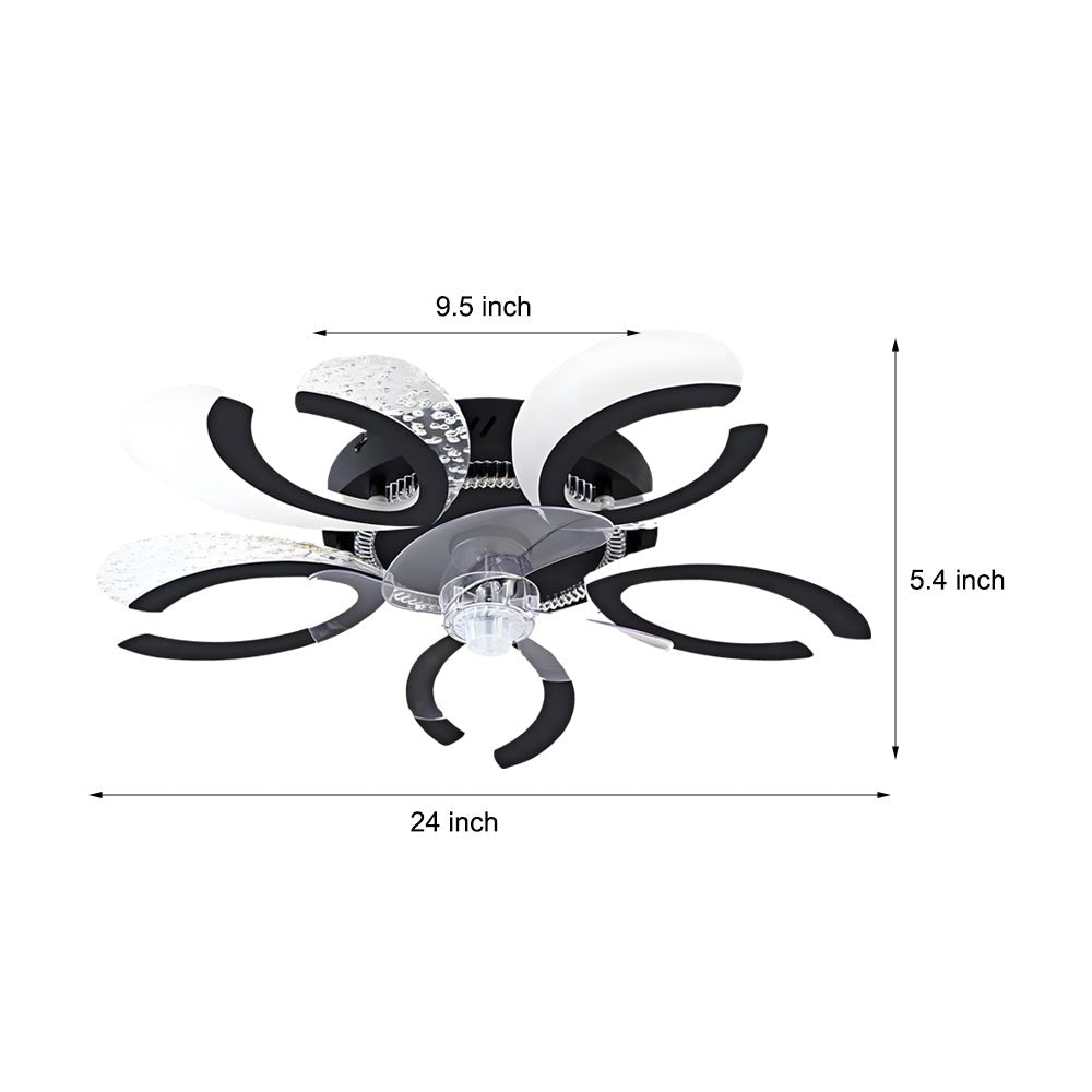 Modern Floral Ceiling Fan Light with Smart Dimming & Remote