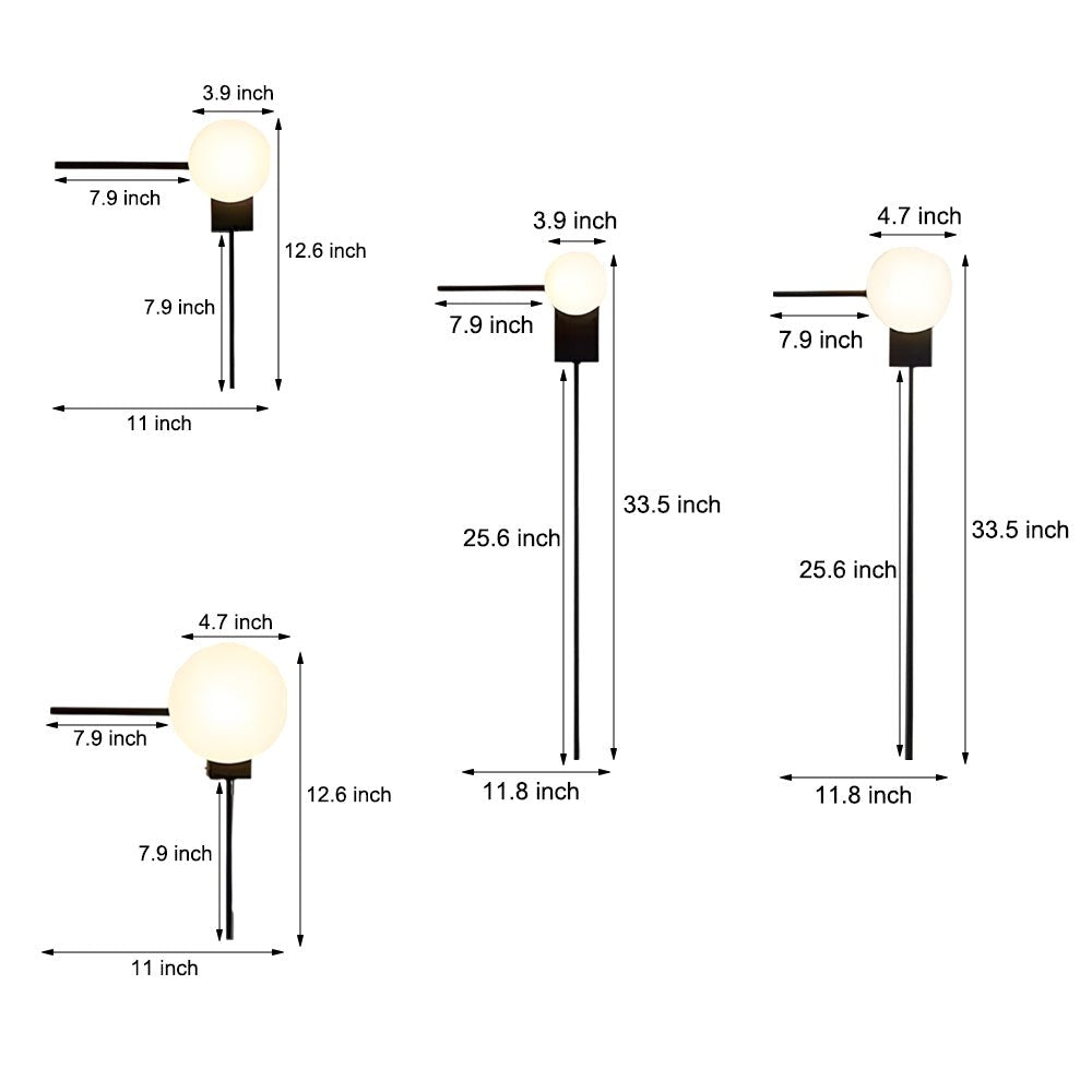 Nordic Glass Ball Wall Sconce – Modern Minimalist Bedroom Light