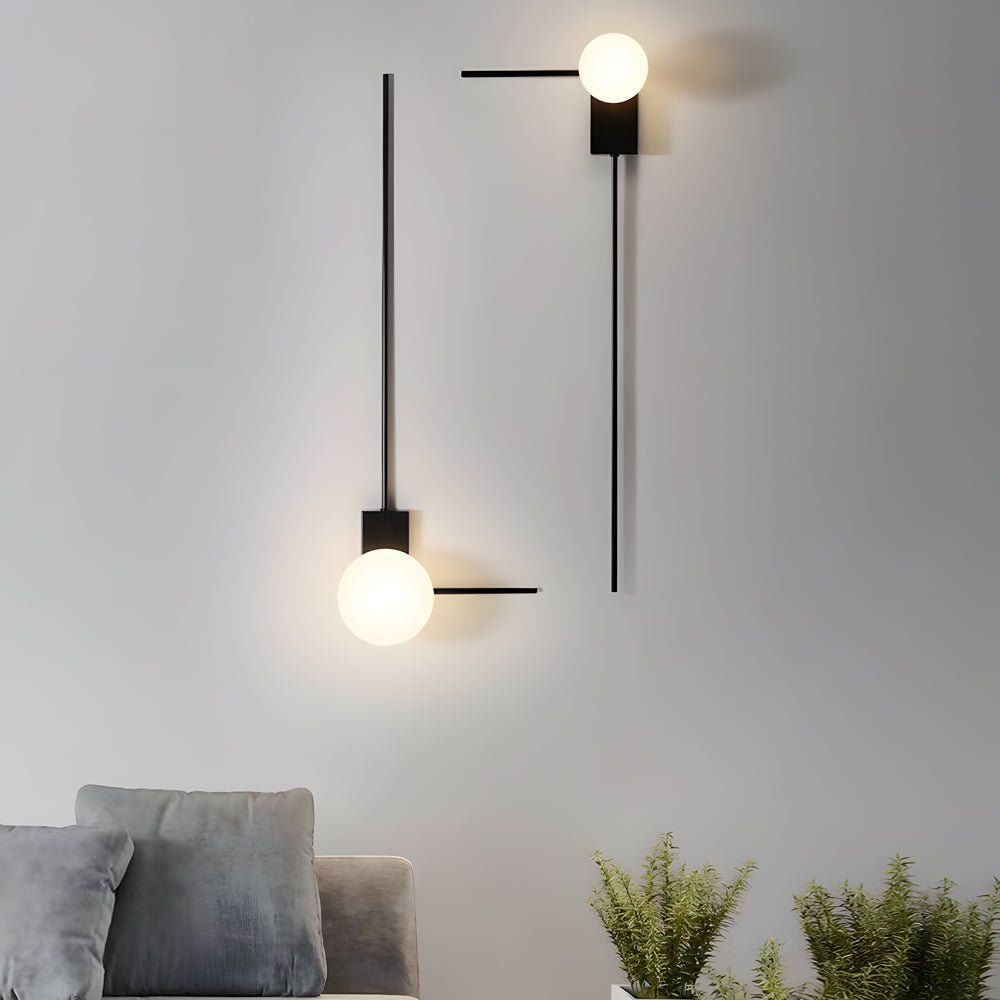 Nordic Glass Ball Wall Sconce – Modern Minimalist Bedroom Light