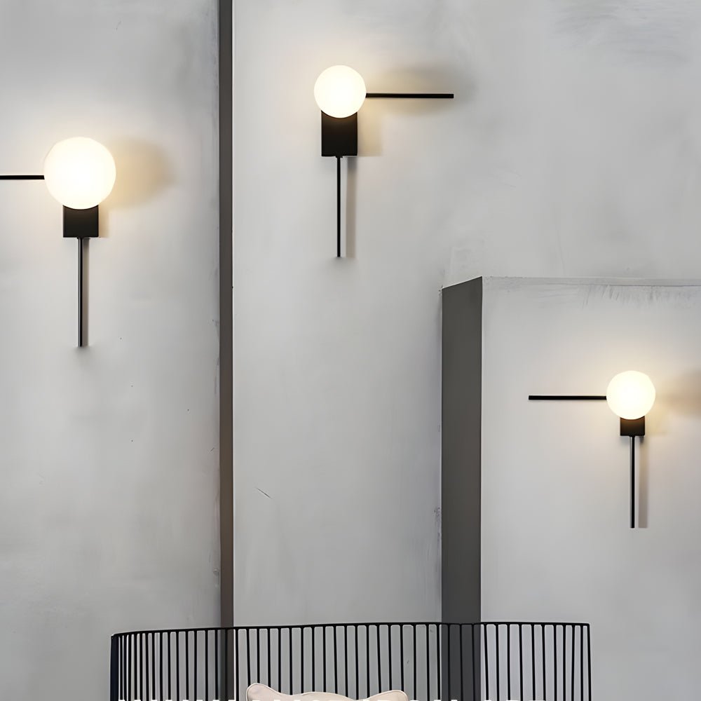 Nordic Glass Ball Wall Sconce – Modern Minimalist Bedroom Light
