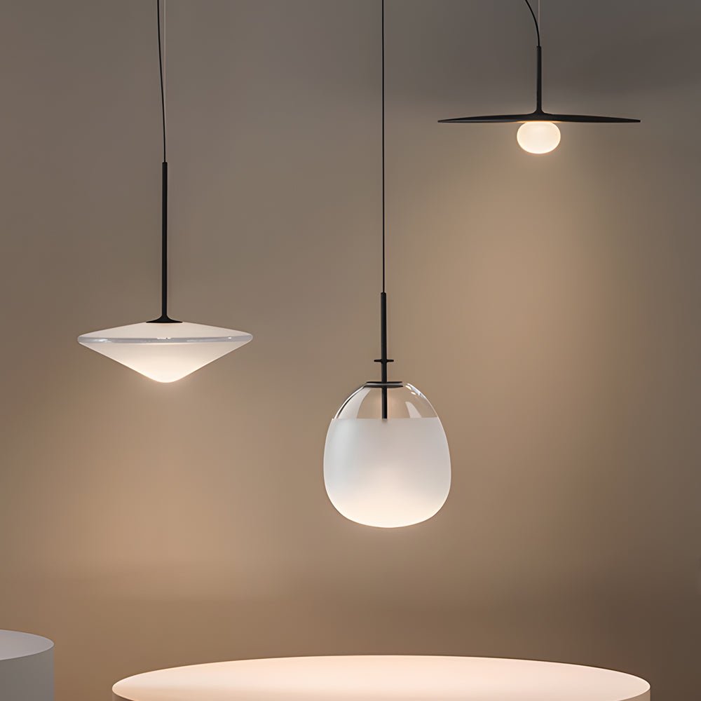 Modern Glass Iron Pendant Light - UFO Ball Chandelier LED
