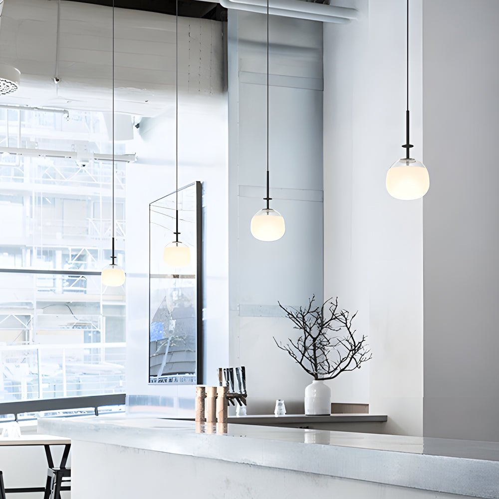 Modern Glass Iron Pendant Light - UFO Ball Chandelier LED
