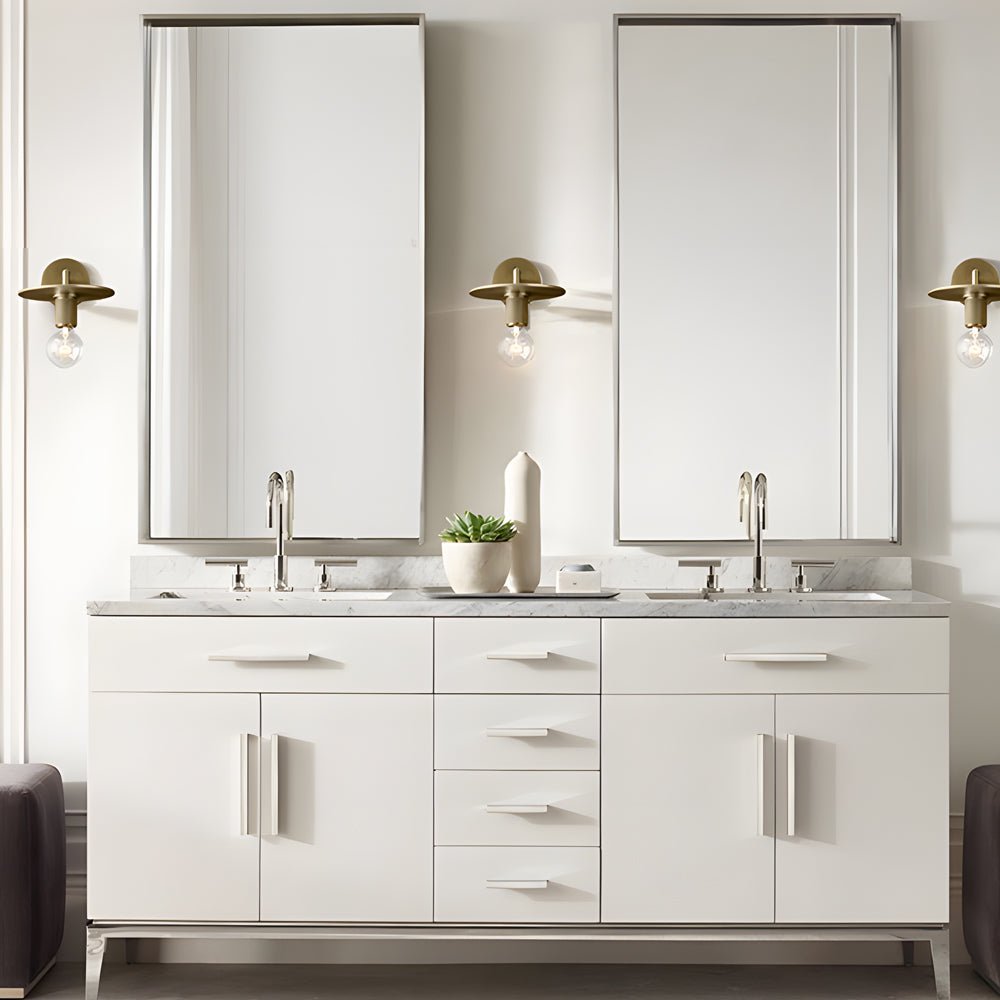 Modern Glass Shade Wall Sconce with Gold Hardware Finish