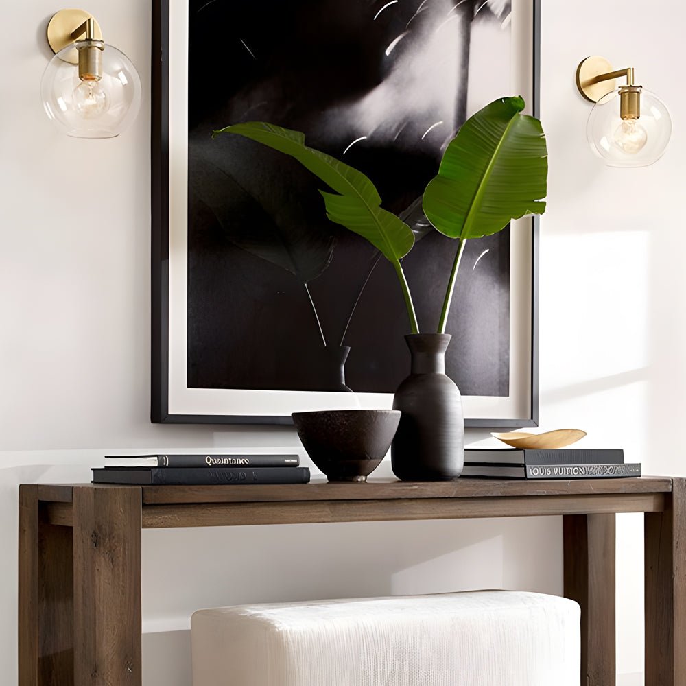 Modern Glass Shade Wall Sconce with Gold Hardware Finish
