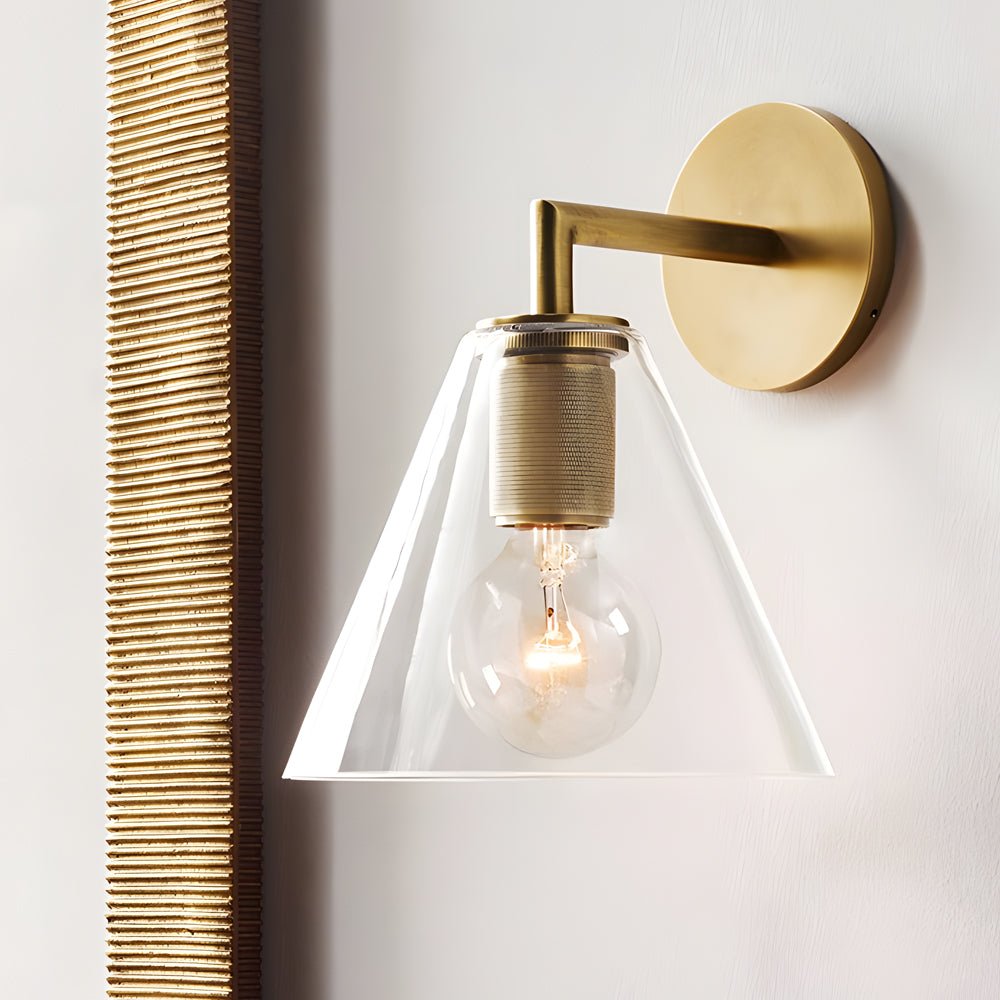 Modern Glass Shade Wall Sconce with Gold Hardware Finish