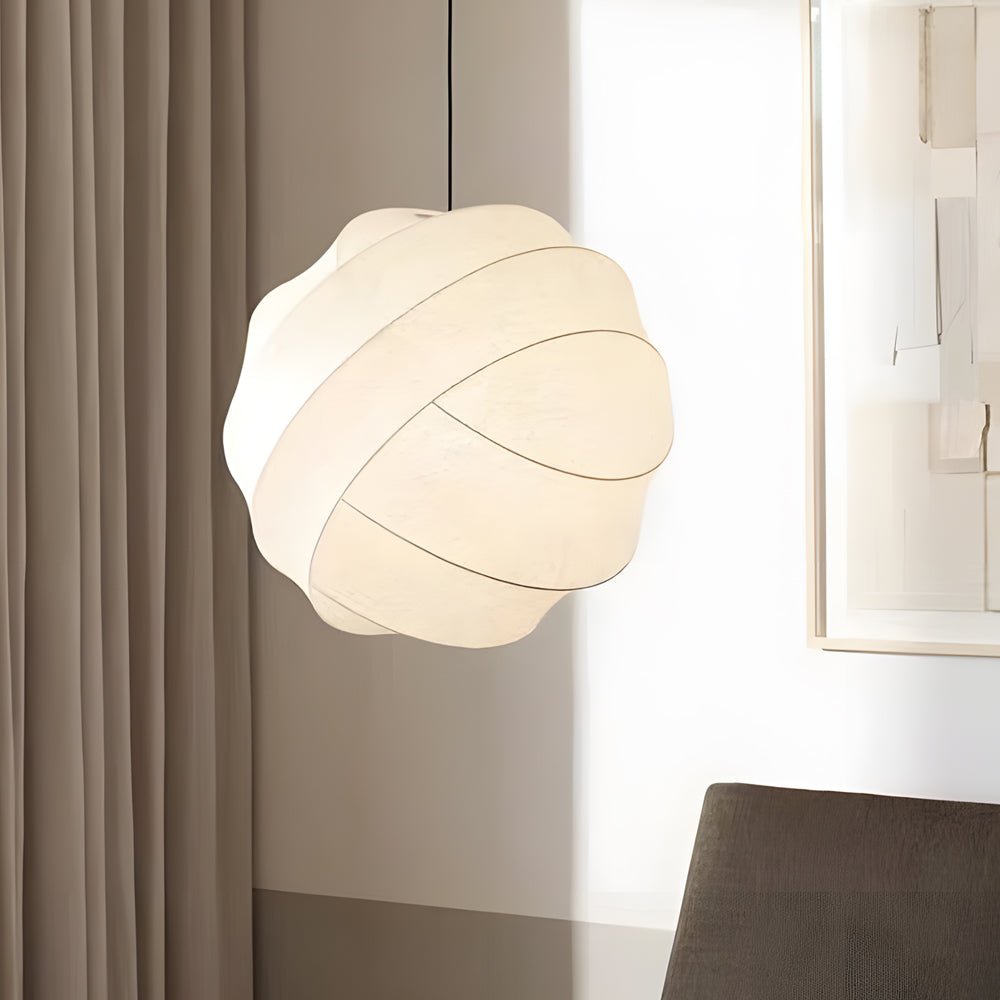 Wabi-Sabi Silk Fabric Sphere Pendant Light | Japanese Minimalist