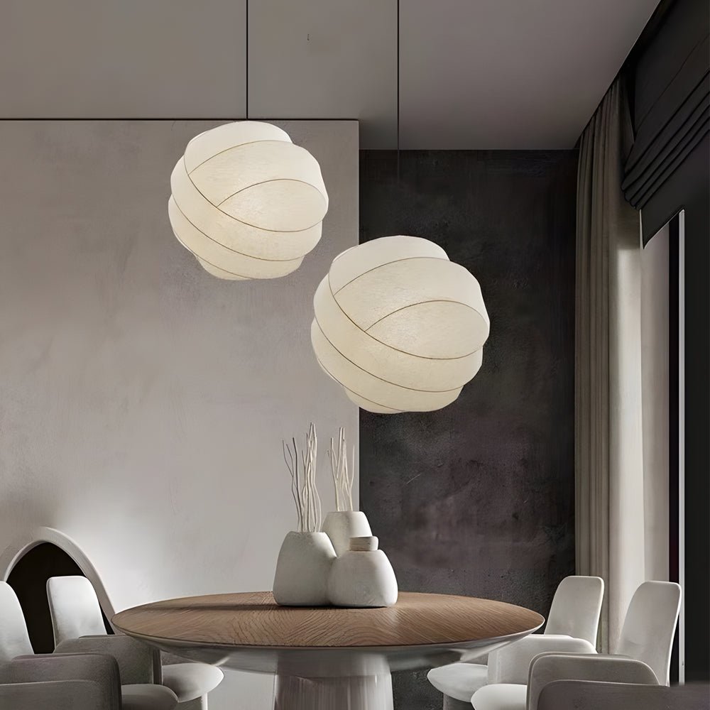 Wabi-Sabi Silk Fabric Sphere Pendant Light | Japanese Minimalist