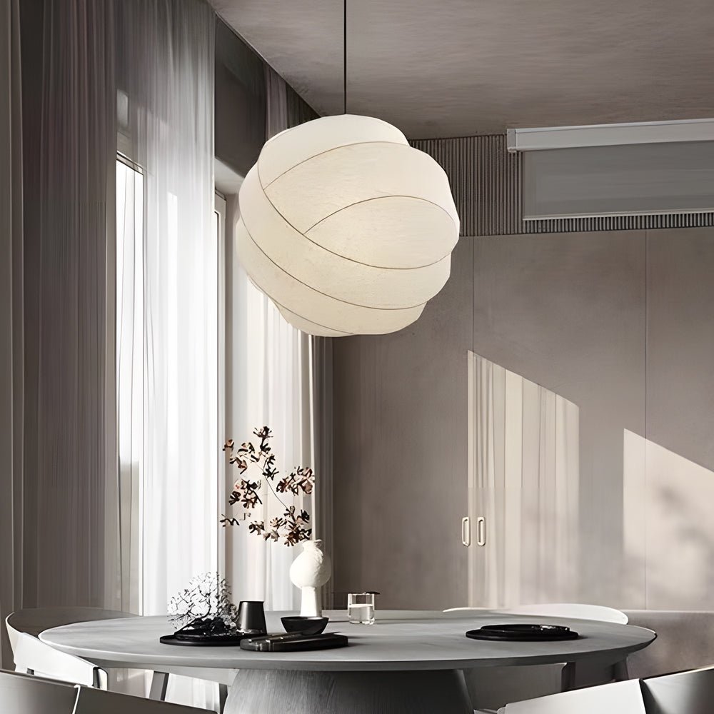 Wabi-Sabi Silk Fabric Sphere Pendant Light | Japanese Minimalist