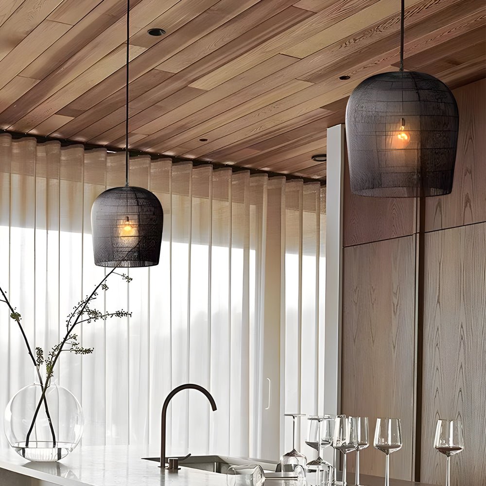 Woven Iron Wabi-Sabi Pendant Light – Japanese Zen Chandelier