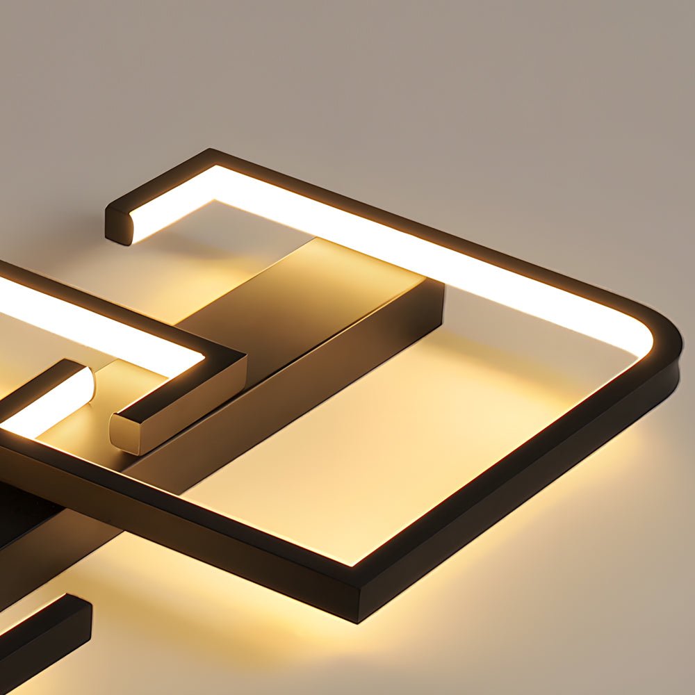 Square Frame LED Ceiling Light with 3-Step Dimming - Black Modern