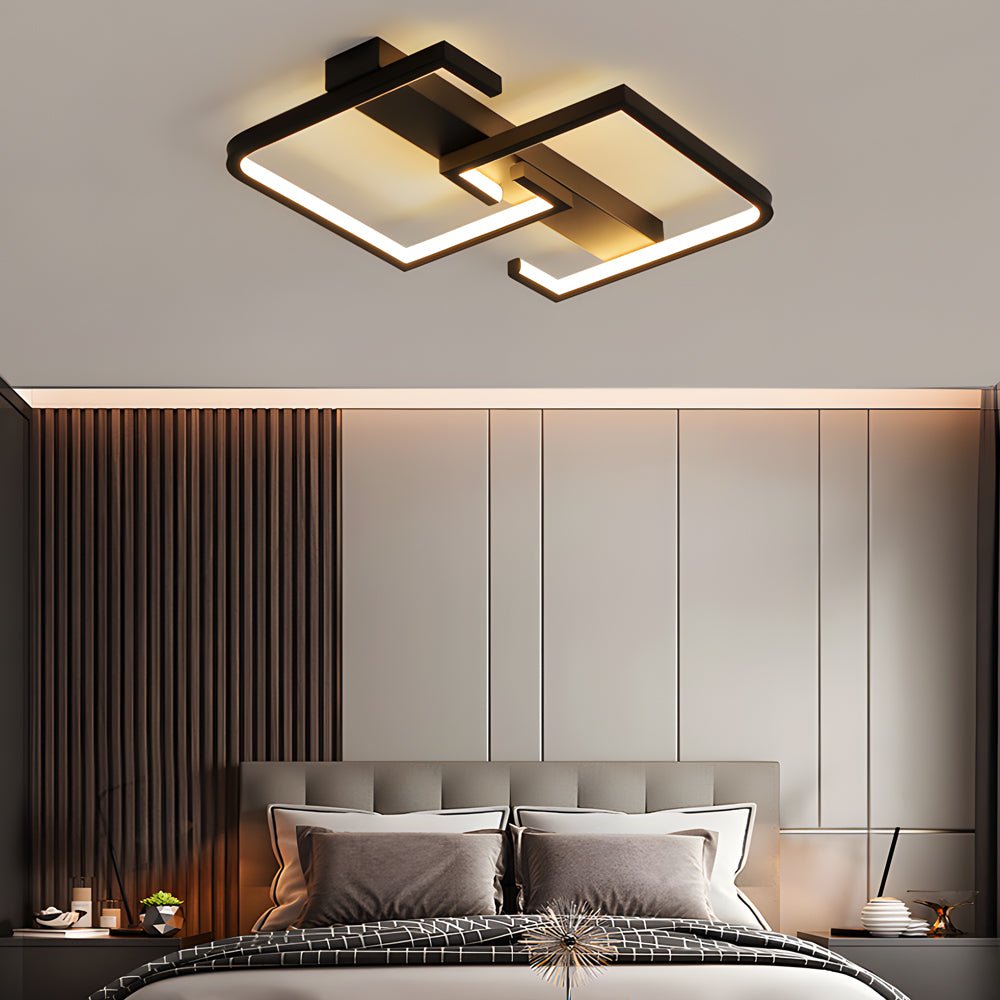 Square Frame LED Ceiling Light with 3-Step Dimming - Black Modern