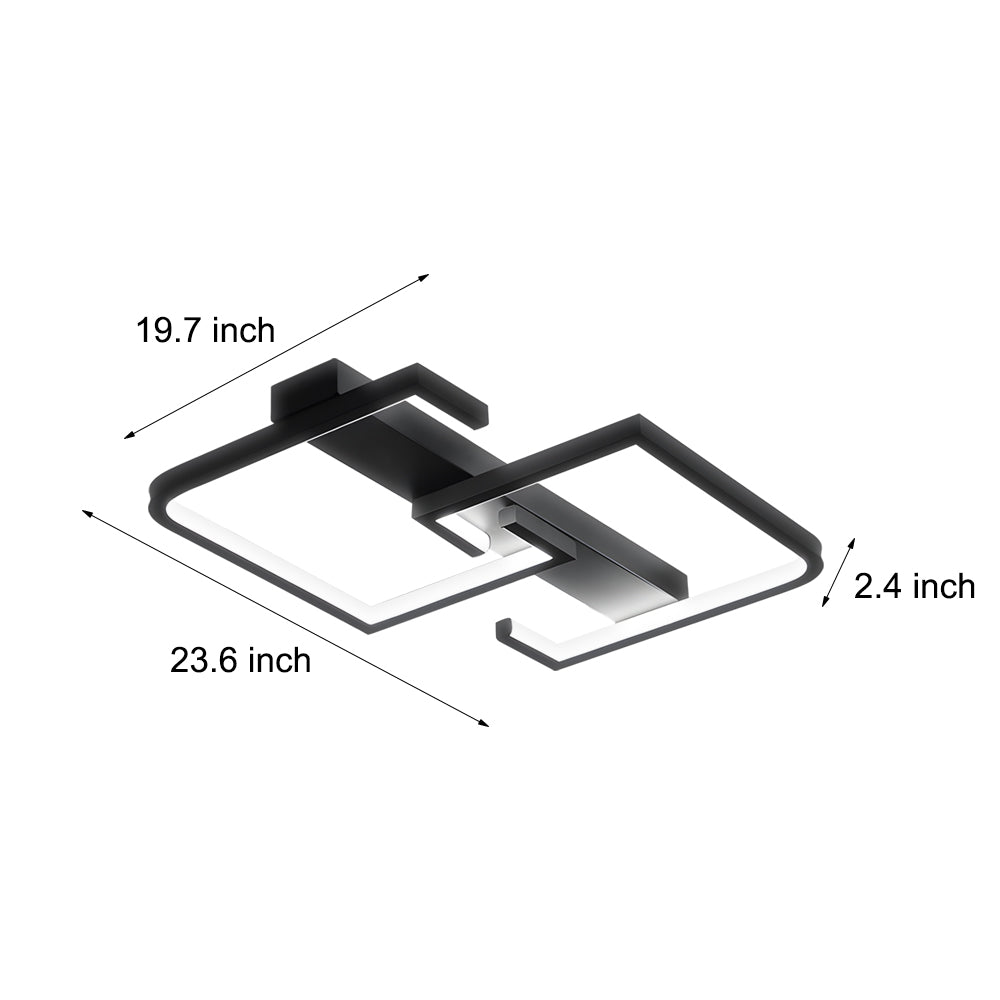 Square Frame LED Ceiling Light with 3-Step Dimming - Black Modern