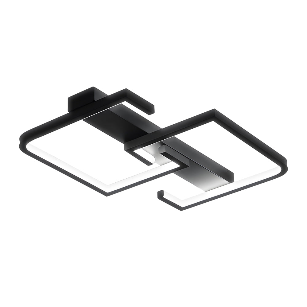 Square Frame LED Ceiling Light with 3-Step Dimming - Black Modern