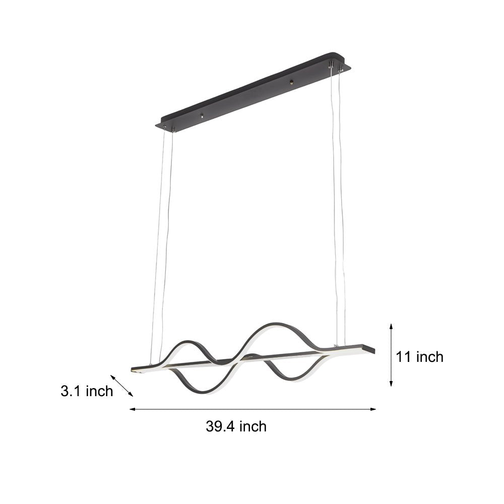 Wave Line Modern Black Chandelier with 3-Step Dimming