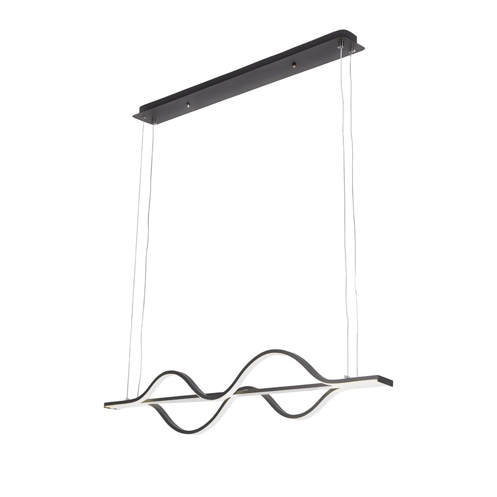 Wave Line Modern Black Chandelier with 3-Step Dimming
