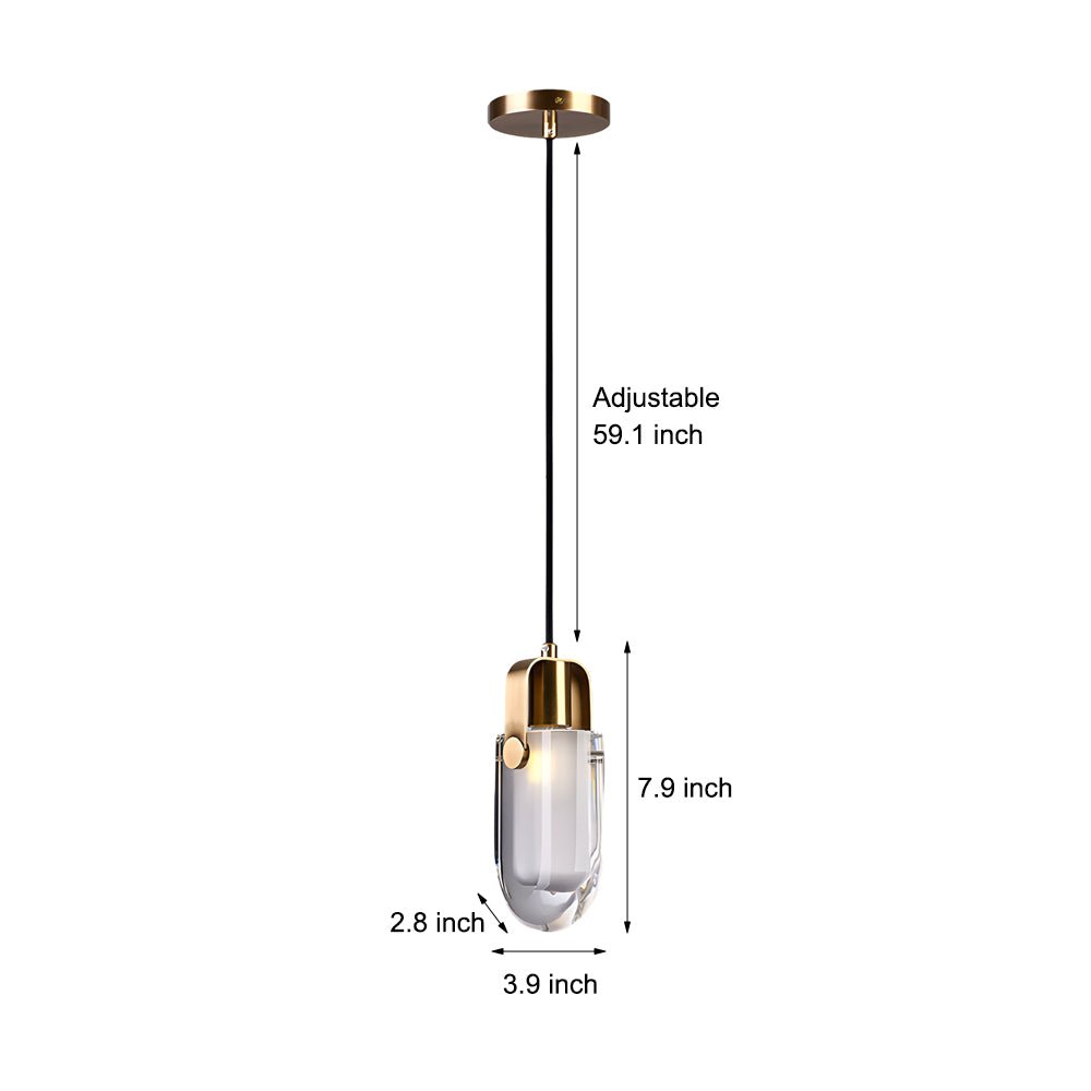 Crystal Copper Pendant Light with 3-Step Dimming Modern Design