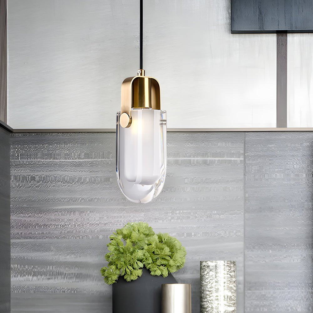 Crystal Copper Pendant Light with 3-Step Dimming Modern Design