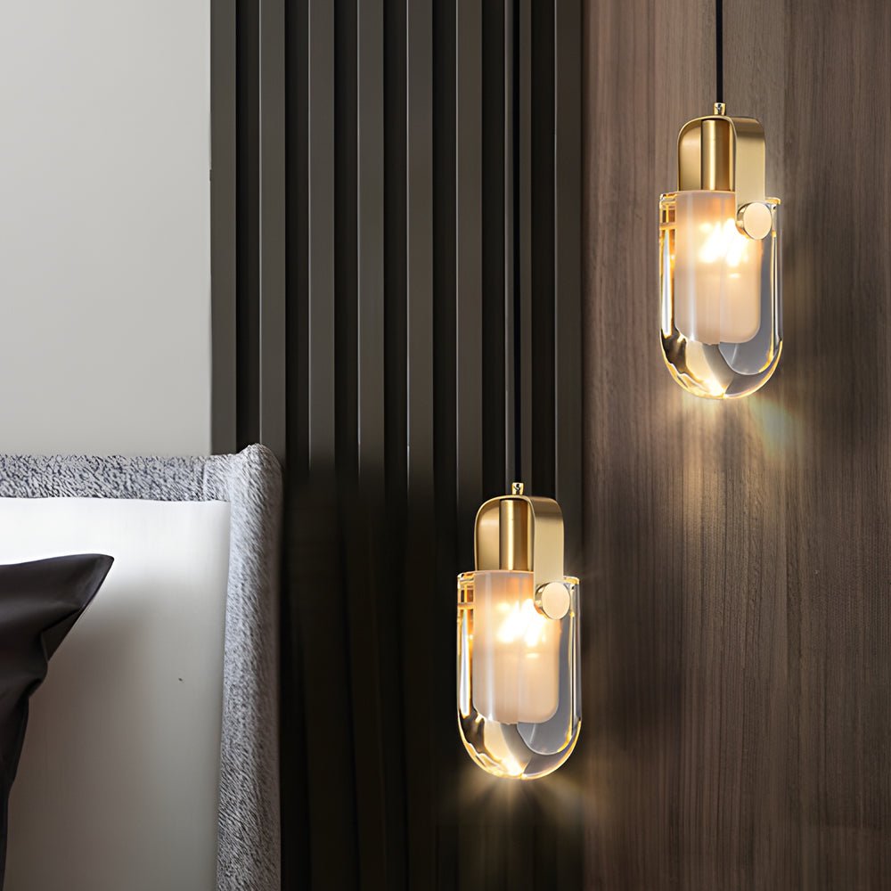 Crystal Copper Pendant Light with 3-Step Dimming Modern Design