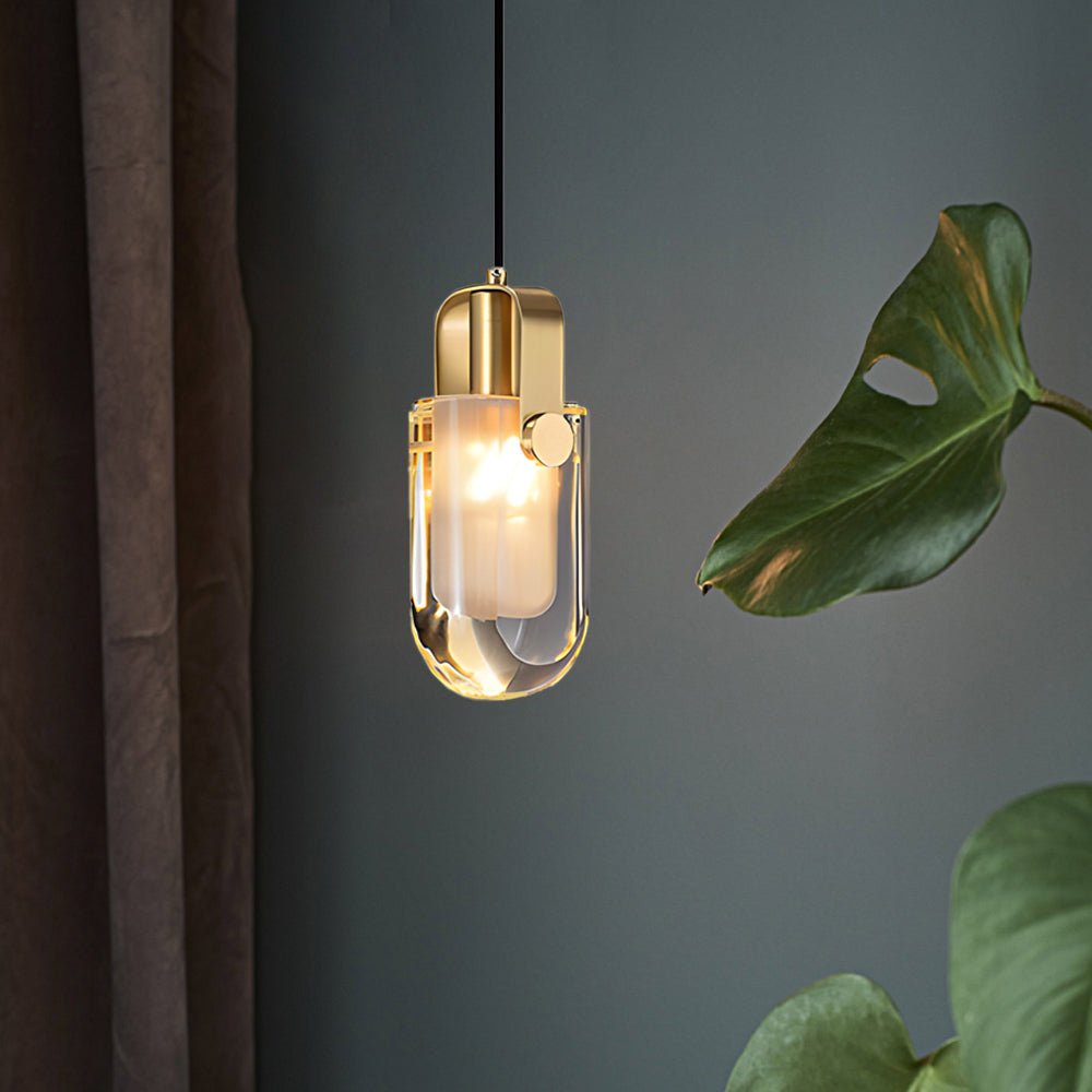 Crystal Copper Pendant Light with 3-Step Dimming Modern Design