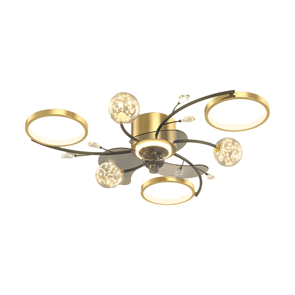 Modern Ceiling Fan with Light - Stars Ball Design - Three-Step Dimming