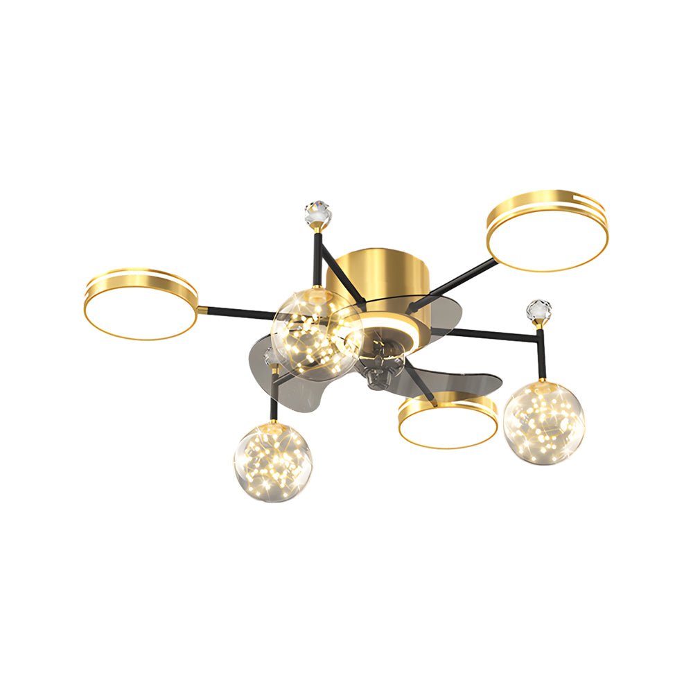 Modern Ceiling Fan with Light - Stars Ball Design - Three-Step Dimming