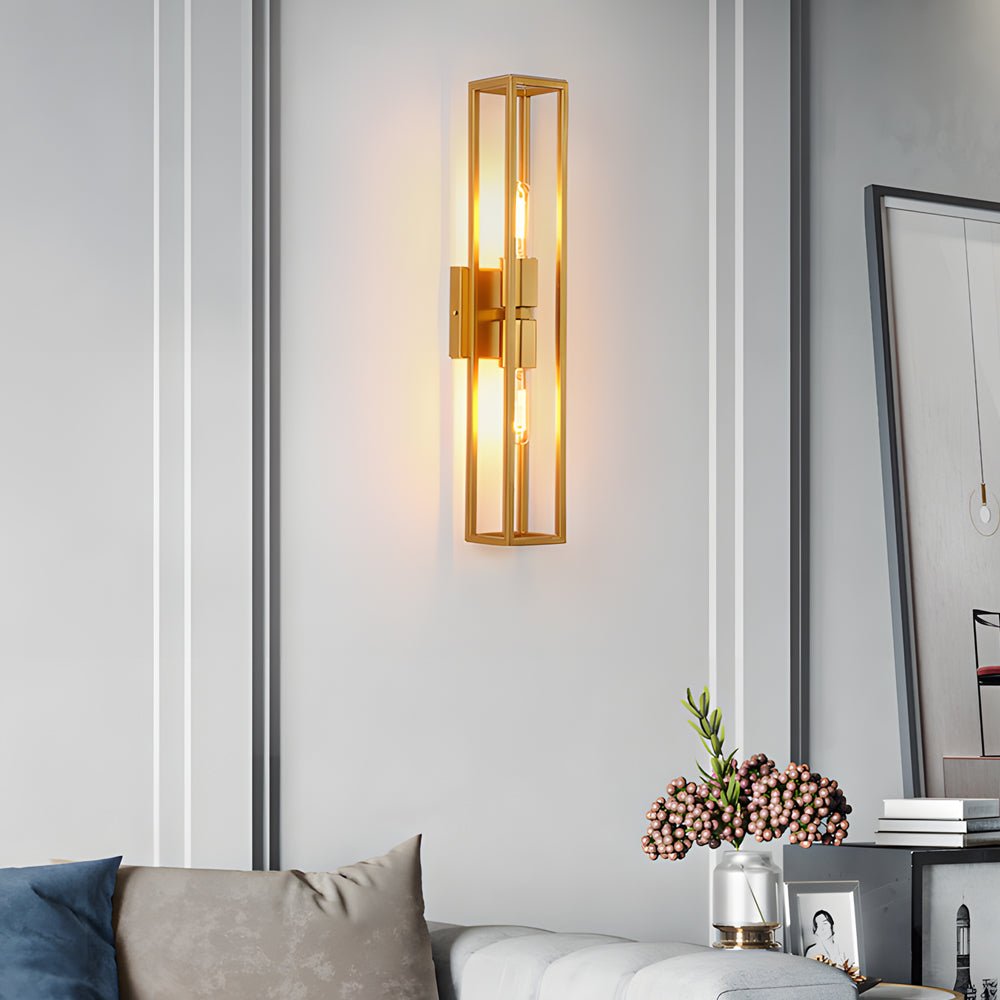 Modern Metal Frame Glass Shade Wall Sconce with Dual E27 Sockets