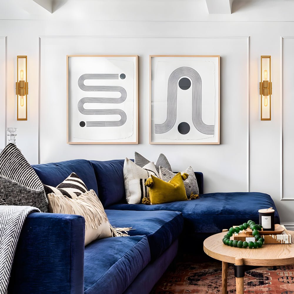 Modern Metal Frame Glass Shade Wall Sconce with Dual E27 Sockets