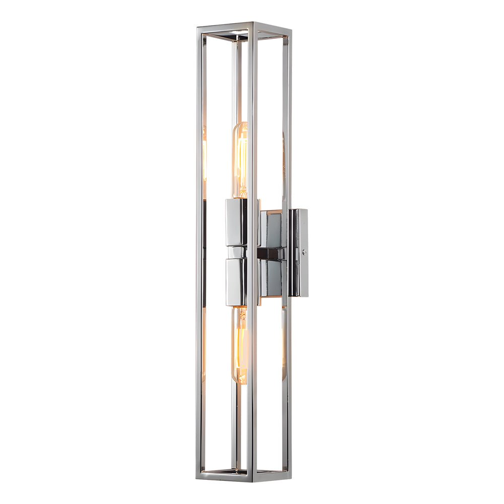 Modern Metal Frame Glass Shade Wall Sconce with Dual E27 Sockets
