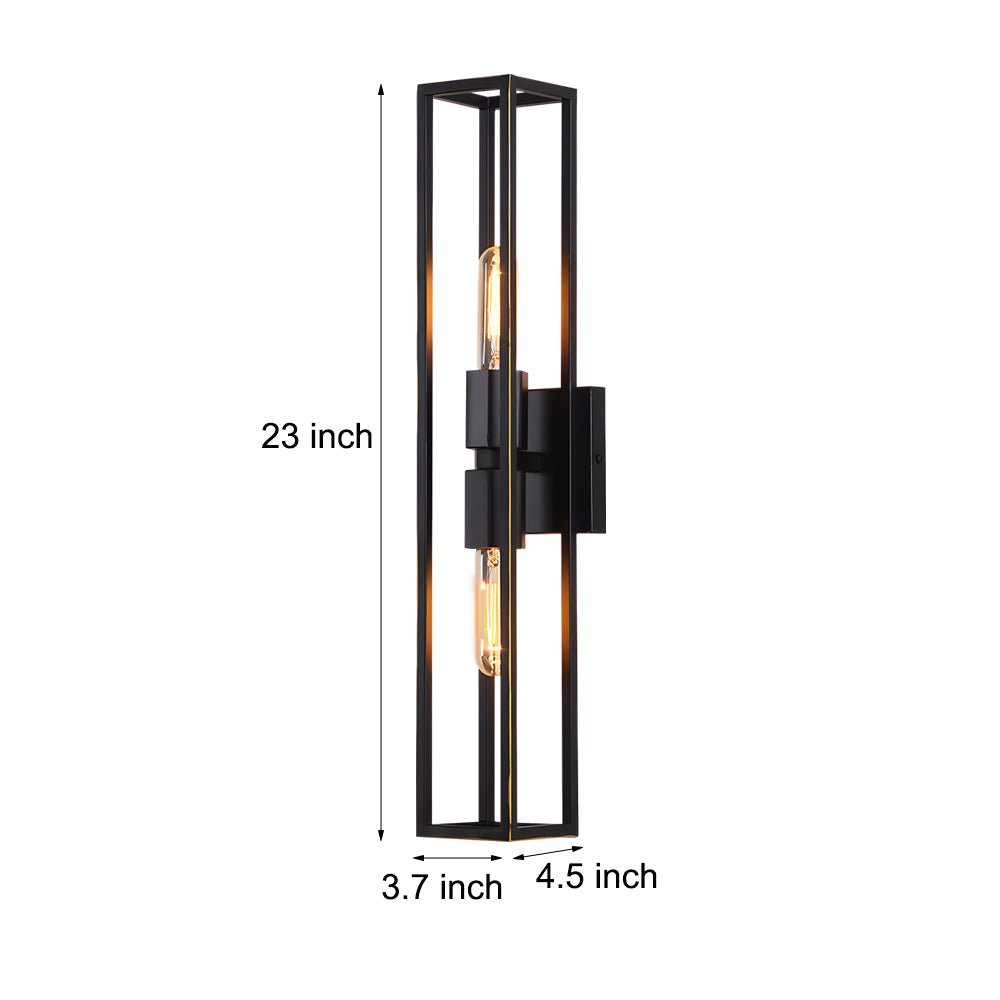 Modern Metal Frame Glass Shade Wall Sconce with Dual E27 Sockets