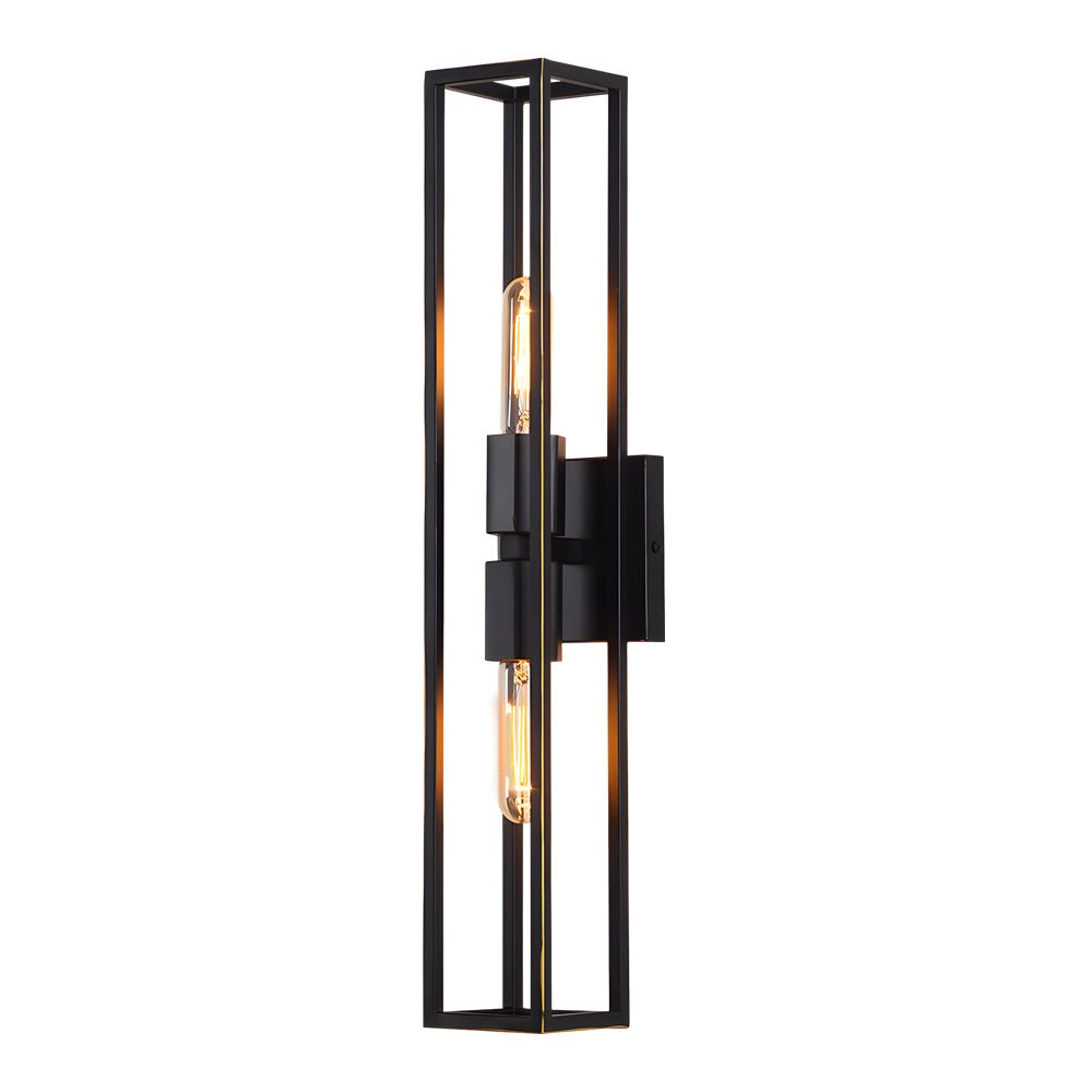 Modern Metal Frame Glass Shade Wall Sconce with Dual E27 Sockets