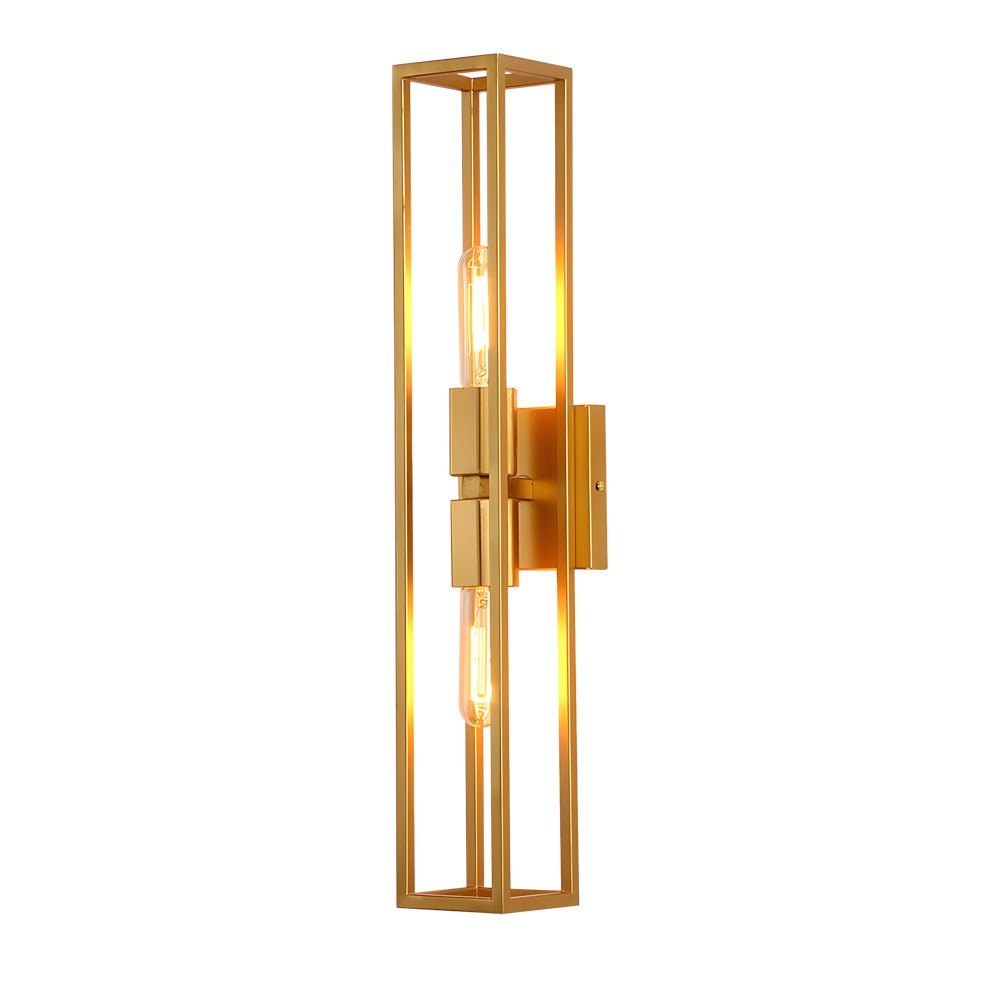 Modern Metal Frame Glass Shade Wall Sconce with Dual E27 Sockets