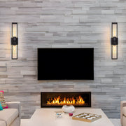 Modern Metal Frame Glass Shade Wall Sconce with Dual E27 Sockets