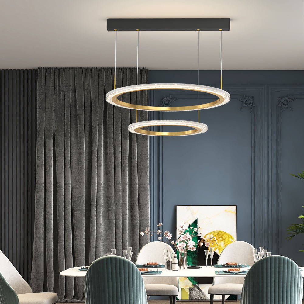 Modern Ring Chandelier with Three-Step Dimming | 2-Ring & 3-Ring