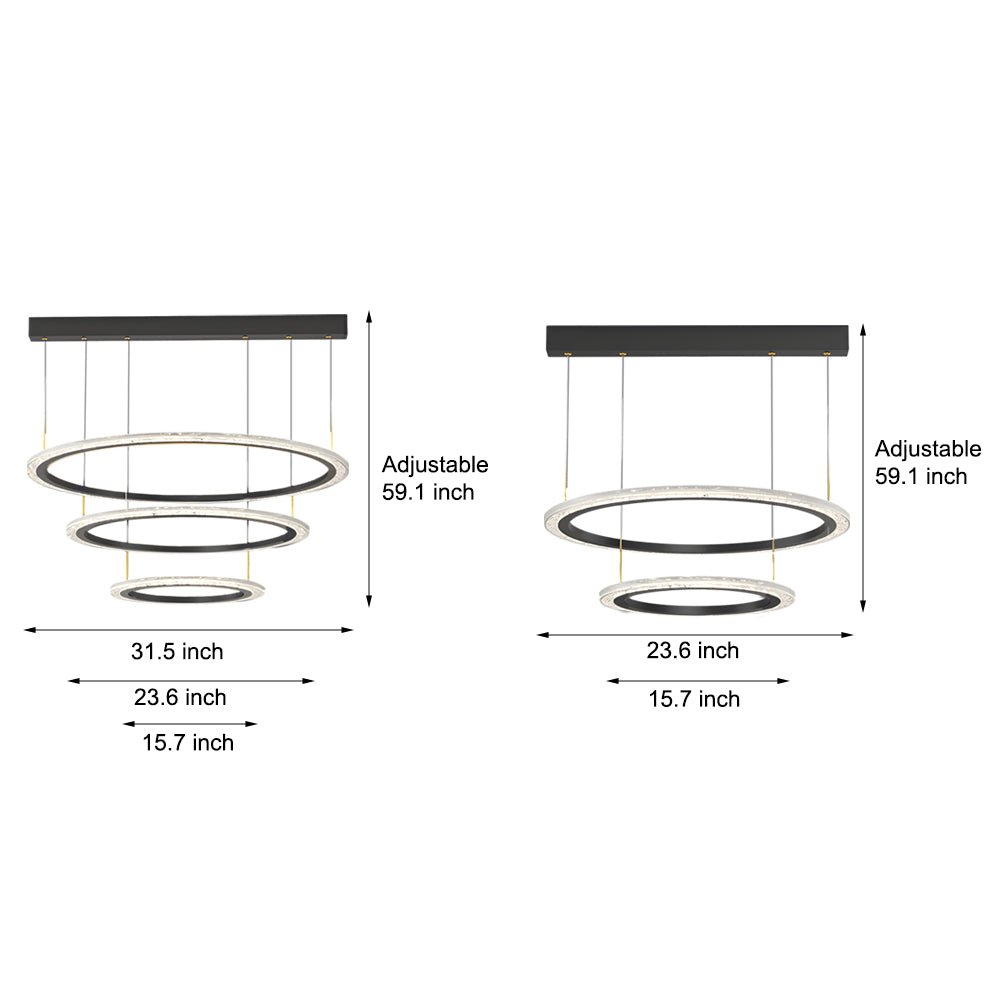 Modern Ring Chandelier with Three-Step Dimming | 2-Ring & 3-Ring