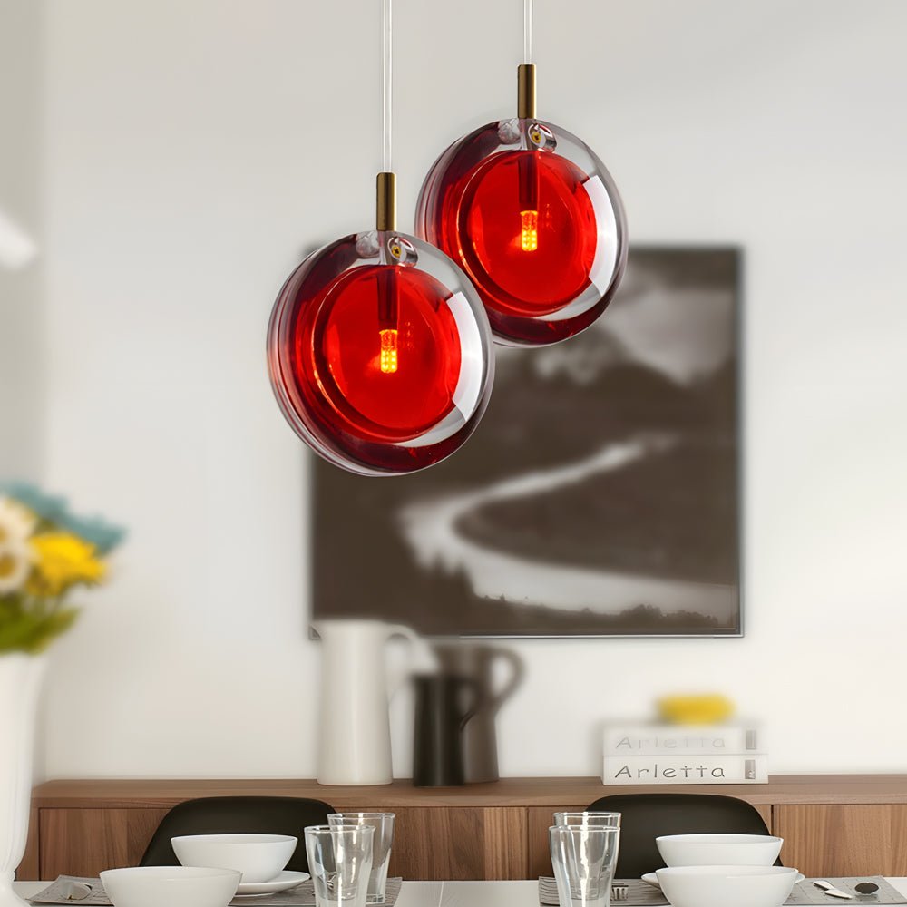 Modern Round Glass Pendant Light with Adjustable Cord