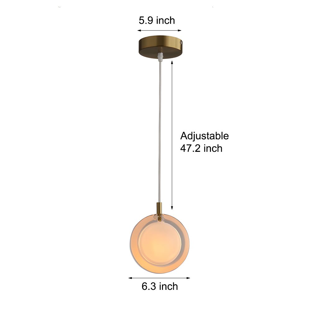 Modern Round Glass Pendant Light with Adjustable Cord