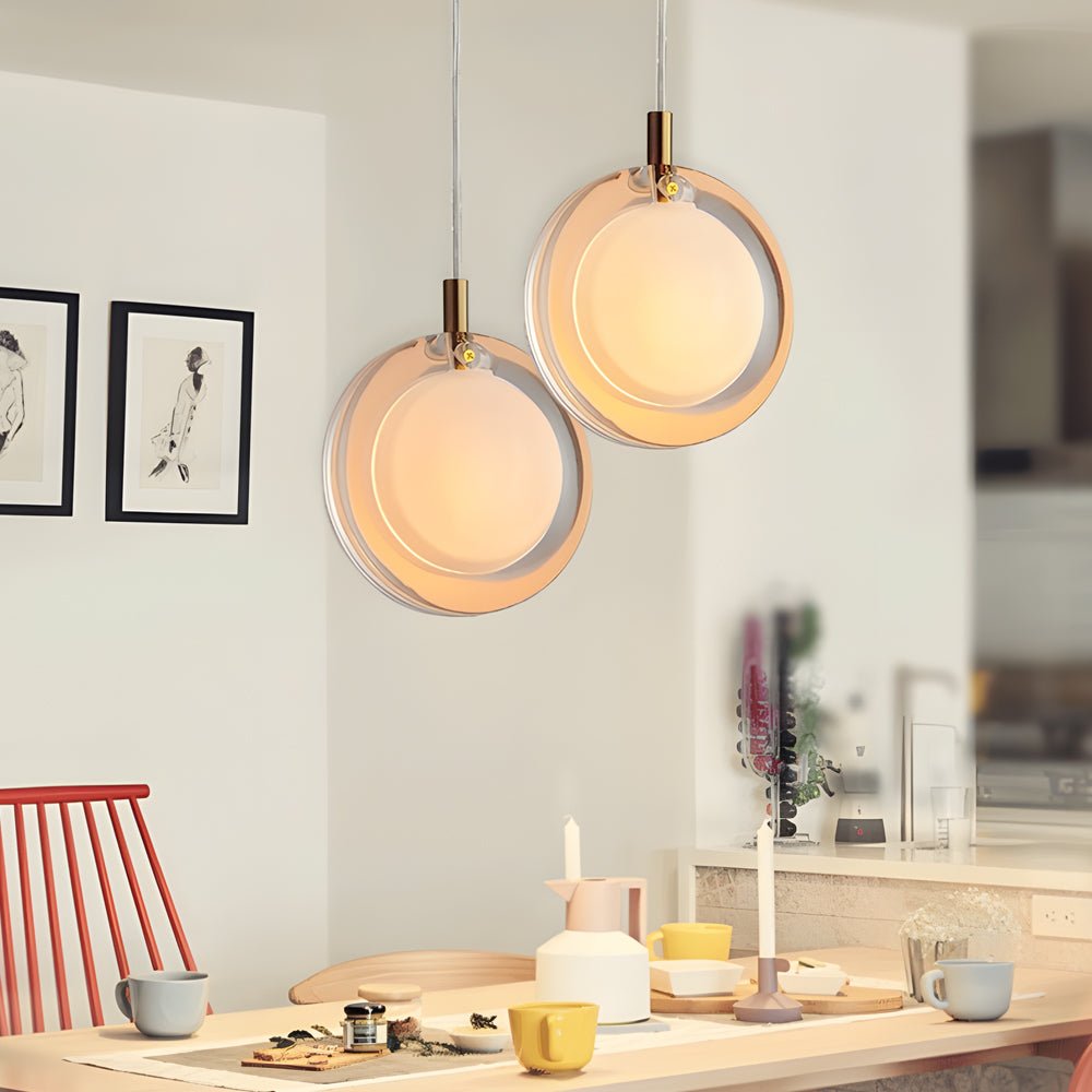 Modern Round Glass Pendant Light with Adjustable Cord