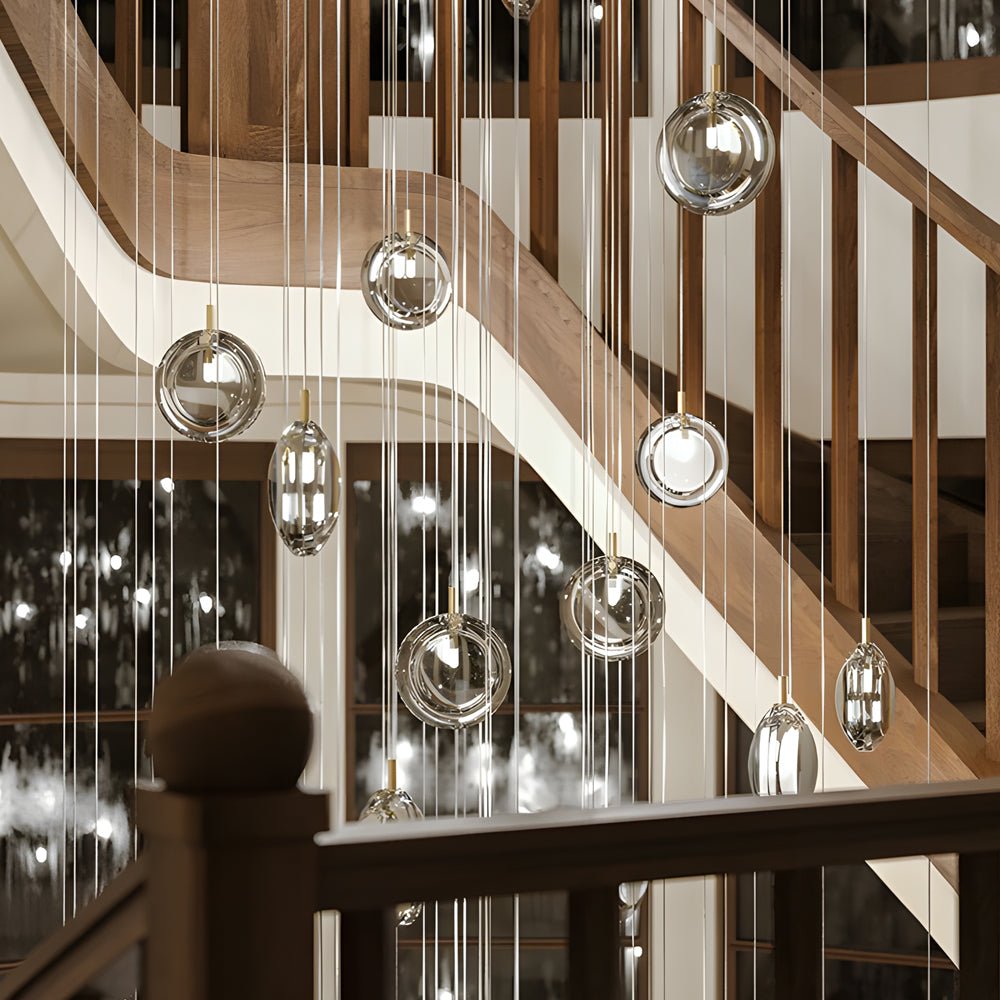 Modern Round Glass Pendant Light with Adjustable Cord