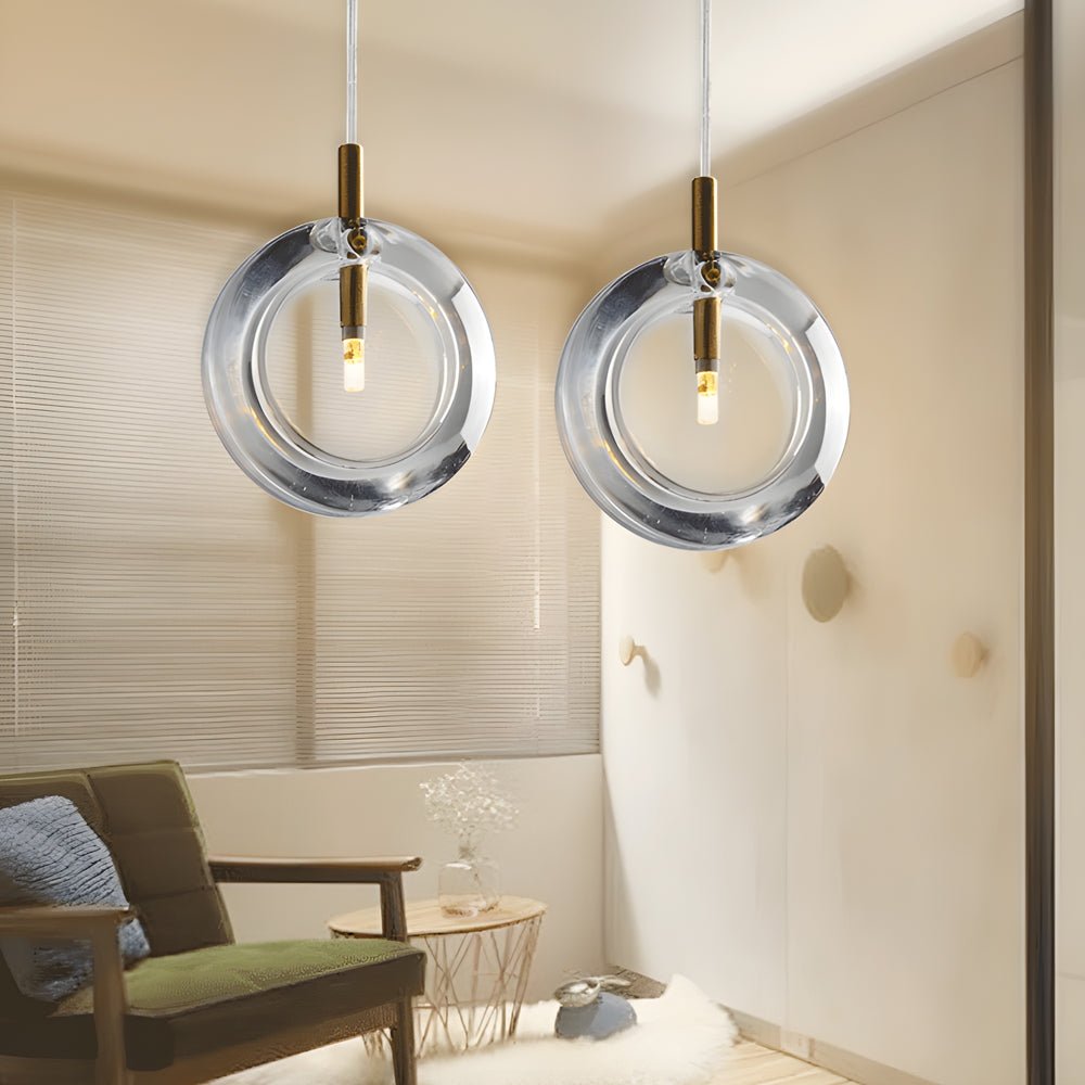 Modern Round Glass Pendant Light with Adjustable Cord