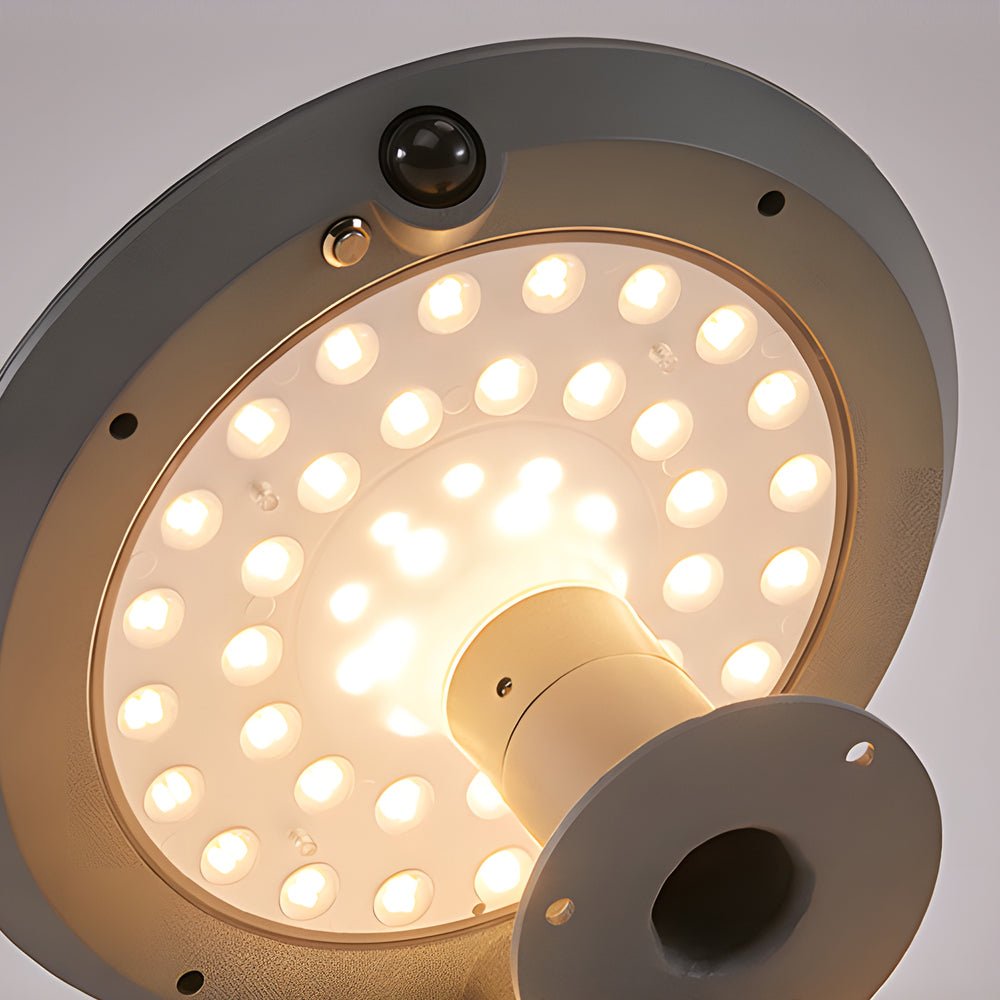 Modern Round Solar LED Post Light with Dual Motion Sensor