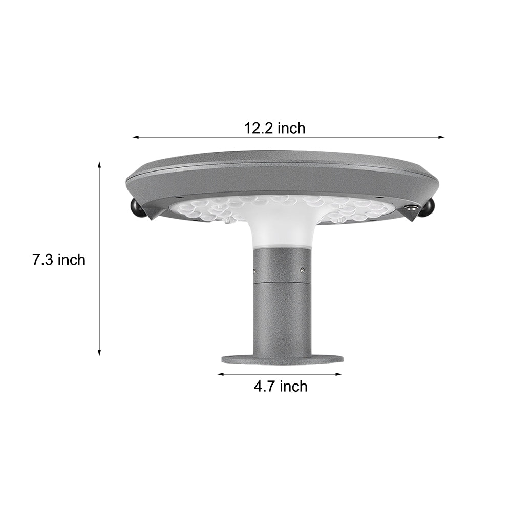 Modern Round Solar LED Post Light with Dual Motion Sensor