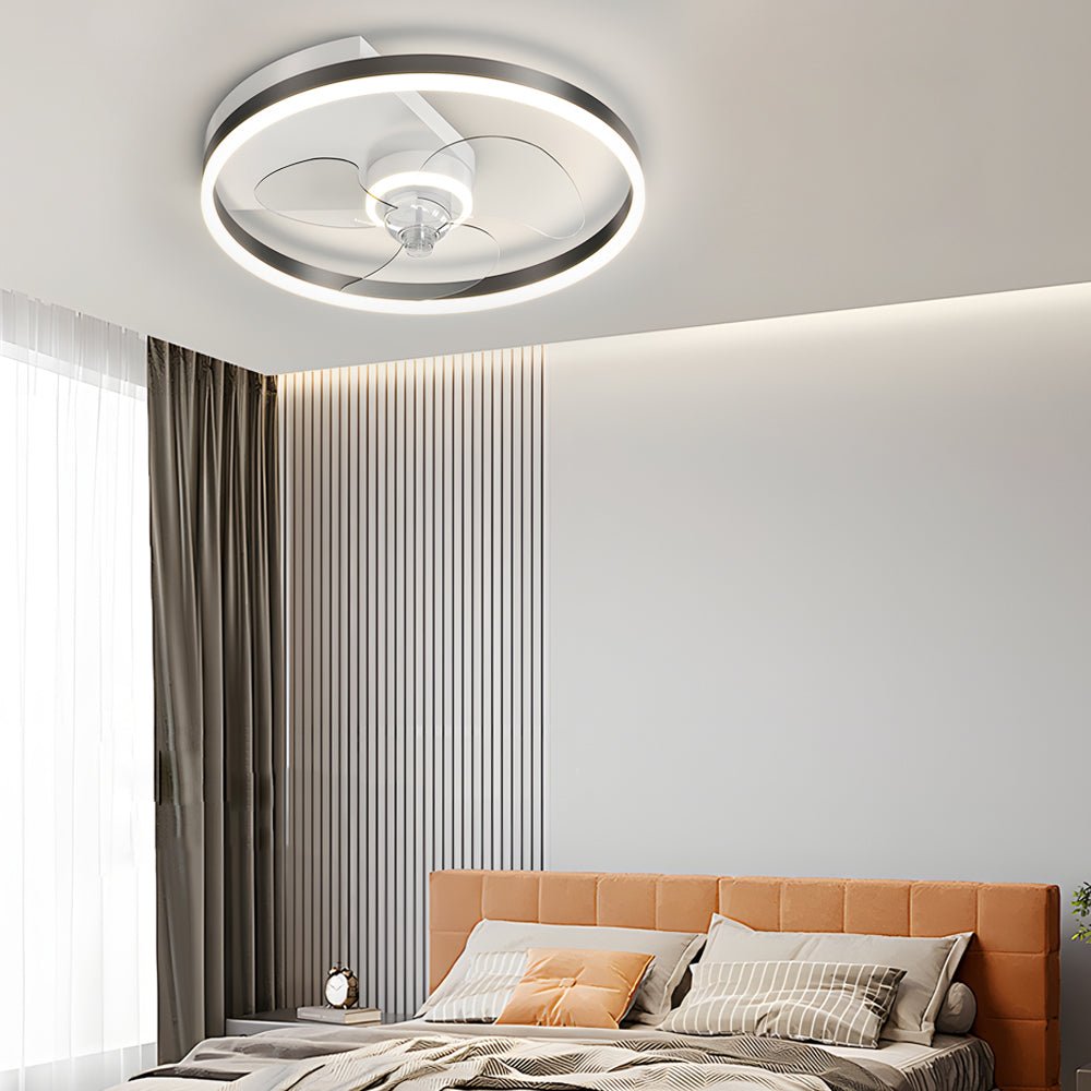 Modern Silent LED Ceiling Fan with Light - 3-Step Dimming