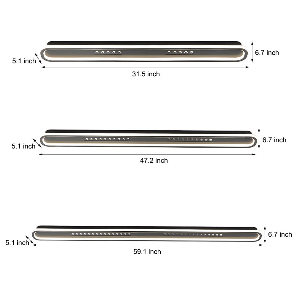 Rounded Rectangular Modern Ceiling Light with 3-Step Dimming