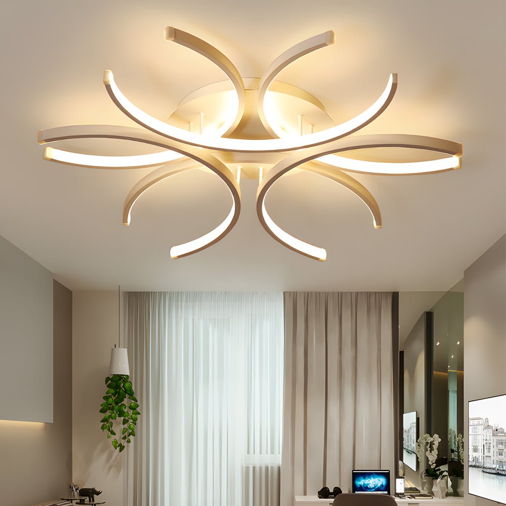 Modern Semi-Circle Floral LED Dimmable Aluminum Ceiling Light
