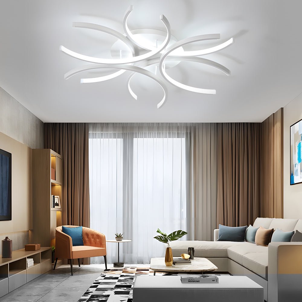 Modern Semi-Circle Floral LED Dimmable Aluminum Ceiling Light