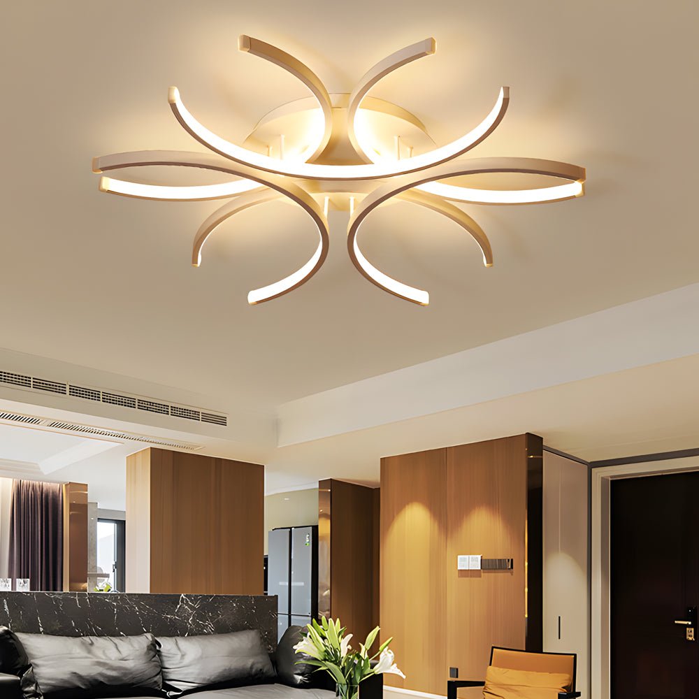 Modern Semi-Circle Floral LED Dimmable Aluminum Ceiling Light