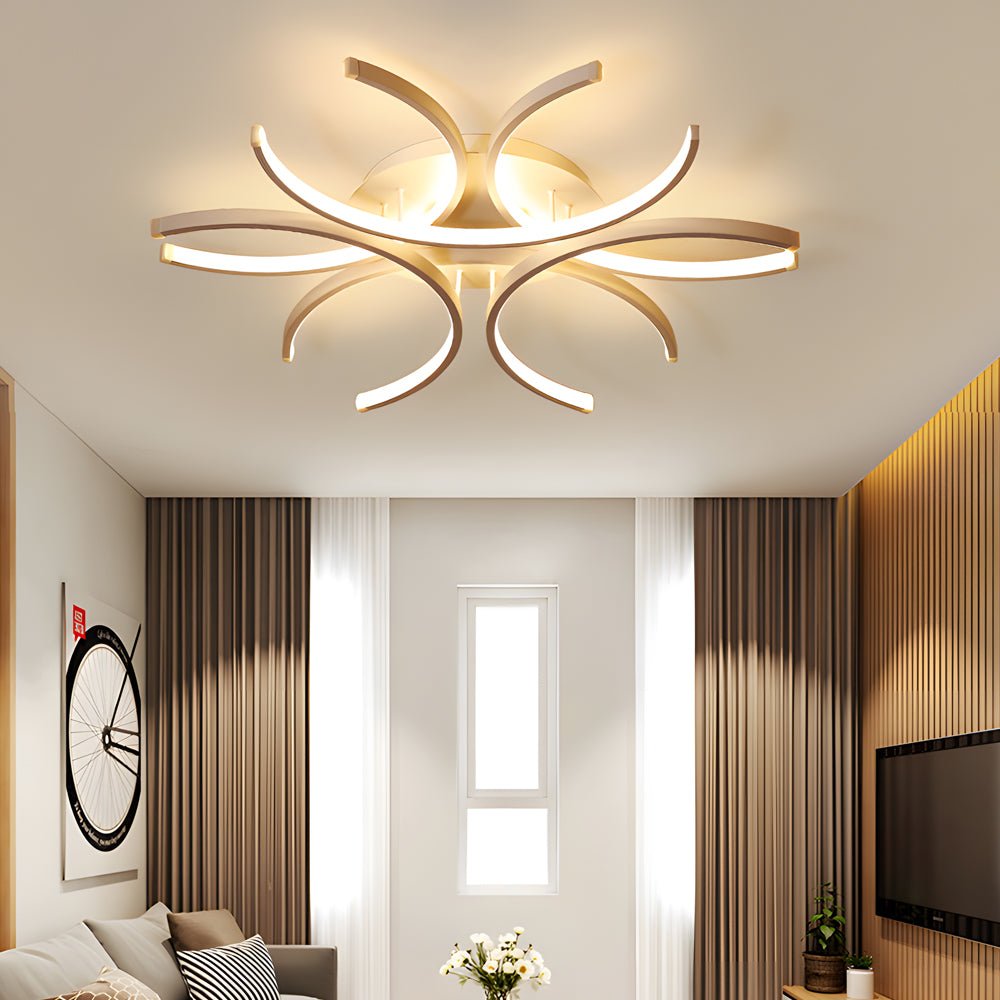 Modern Semi-Circle Floral LED Dimmable Aluminum Ceiling Light