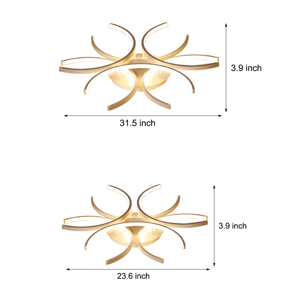 Modern Semi-Circle Floral LED Dimmable Aluminum Ceiling Light